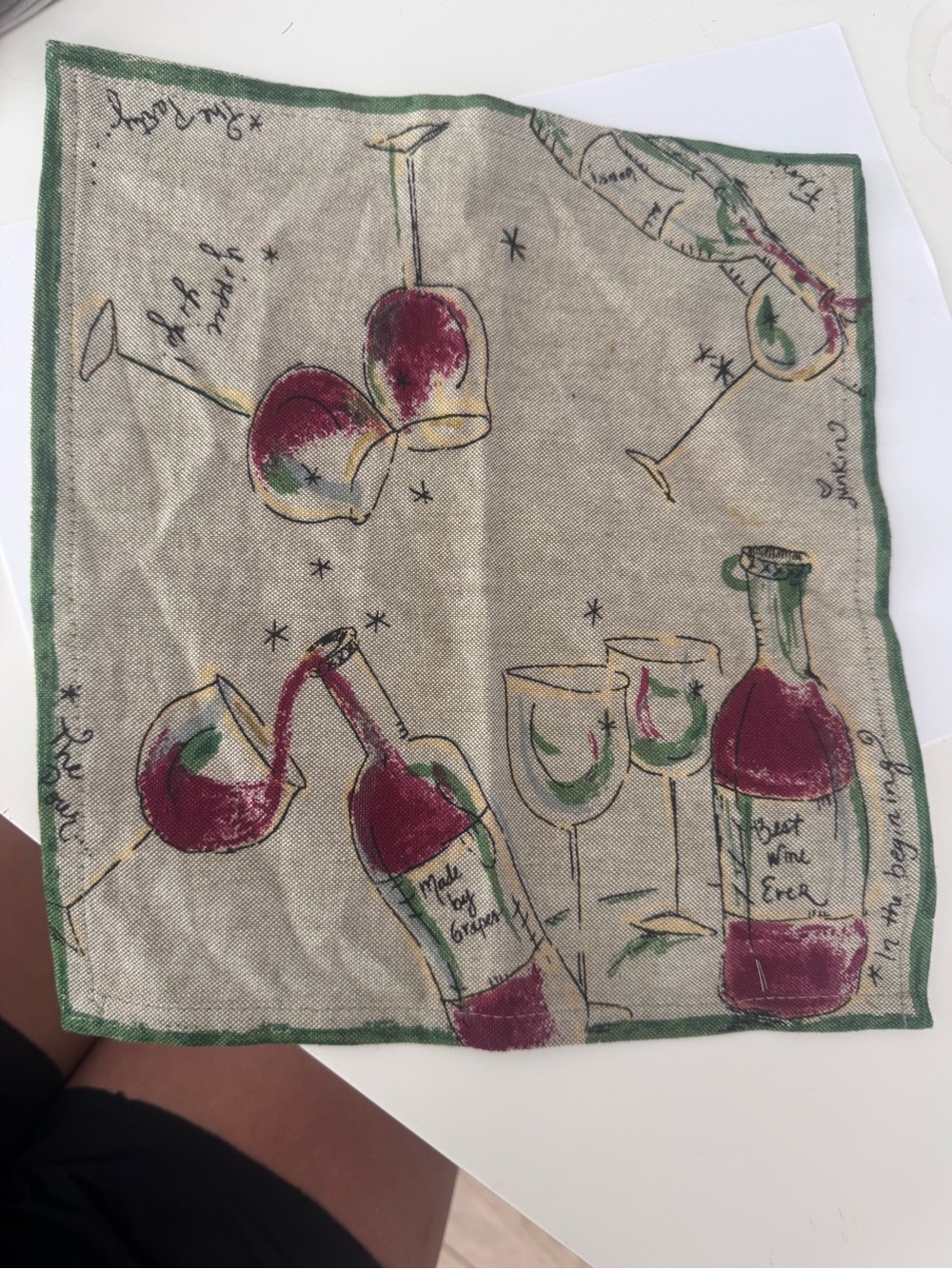 Vintage Julia Junkin happy hour cloth napkin